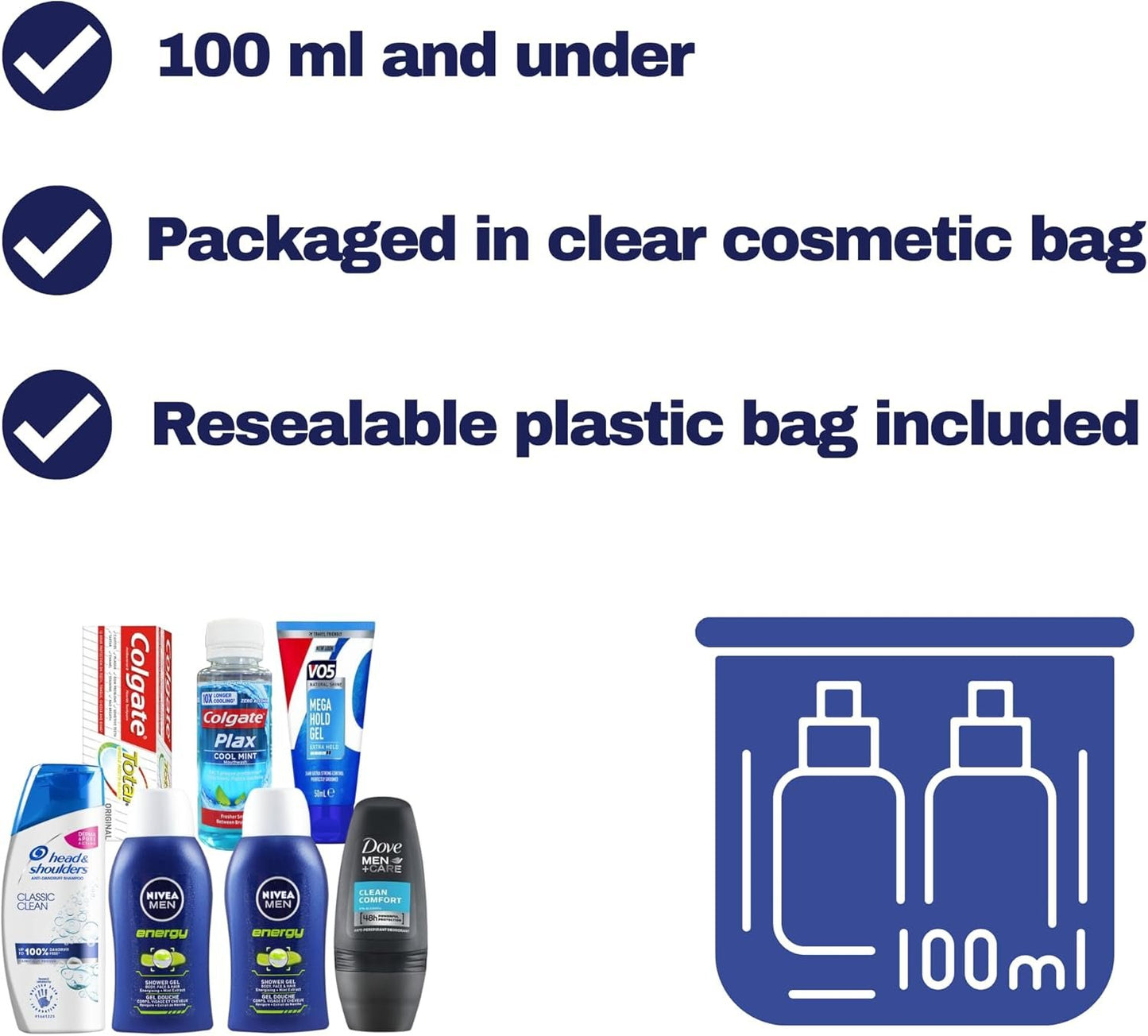 Travel Toiletries Set for Men - Essential Travel Toiletries Kit - Mini Toiletries Airport Approved Liquids