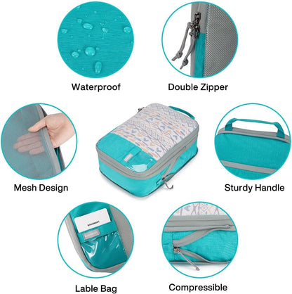 BAGSMART 6 Set Compression Packing Cubes, Lightweight Vacation Travel Essentials for Women, Travel Accessories for Suitcase Organizer Bags Set, Durable Luggage Organizer Bags