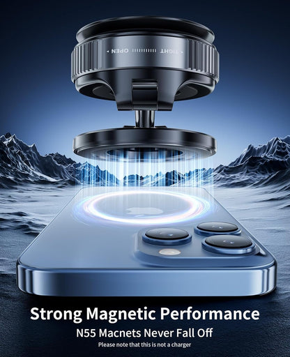 Vacuum Magnetic Phone Holder for Car,Suction Cup Phone Mount,Foldable Vacuum Magnetic Phones Stand,Magnet Car Mount for All Smartphones & All Vehicle & Gym/Bathroom Mirror