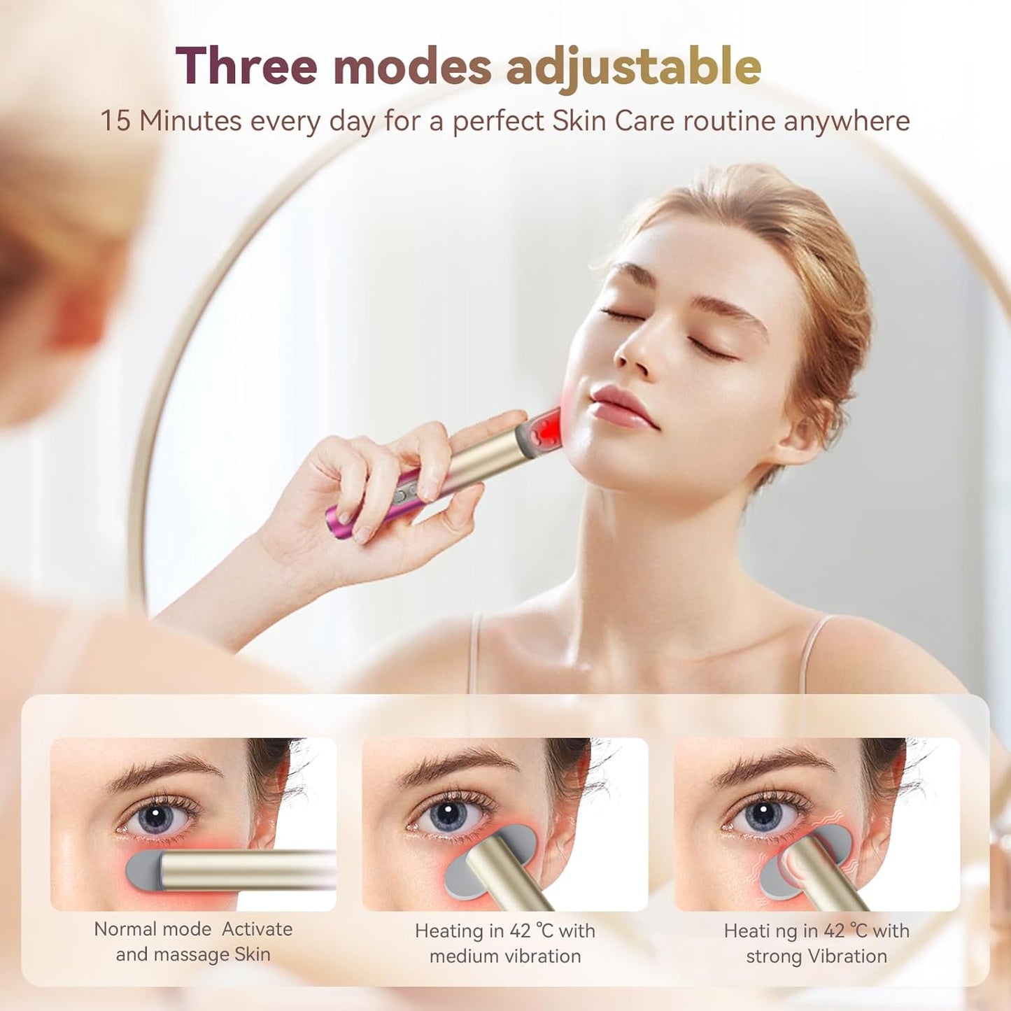7 in 1 Red-Light-Therapy，Red Light Therapy for Face Eye Skincare Equipment at Home，Red for Skincare & Blue Rejuvenation Tool (Gradient Purple Pink)