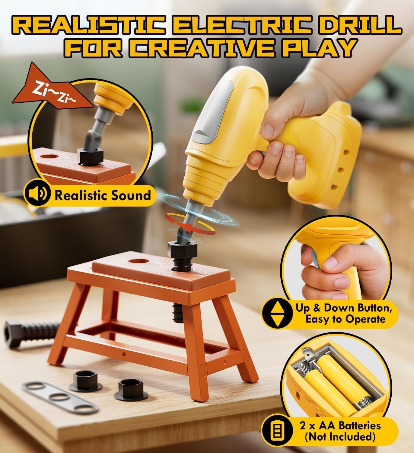 Lehoo Castle Kids Tool Set, Construction Toys Tool Box with Electric Drill & Take Apart Excavator, Pretend Play Kids Toddler Toys for Boys Girls Age 3 4 5 6 Years Old