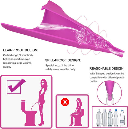 Female Urination Device,Reusable Silicone Female Urinal Foolproof Women Pee Funnel Allows Women to Pee Standing Up,Women's Urinal with Drawstring Bags is The Perfect Companion for Travel and Outdoor
