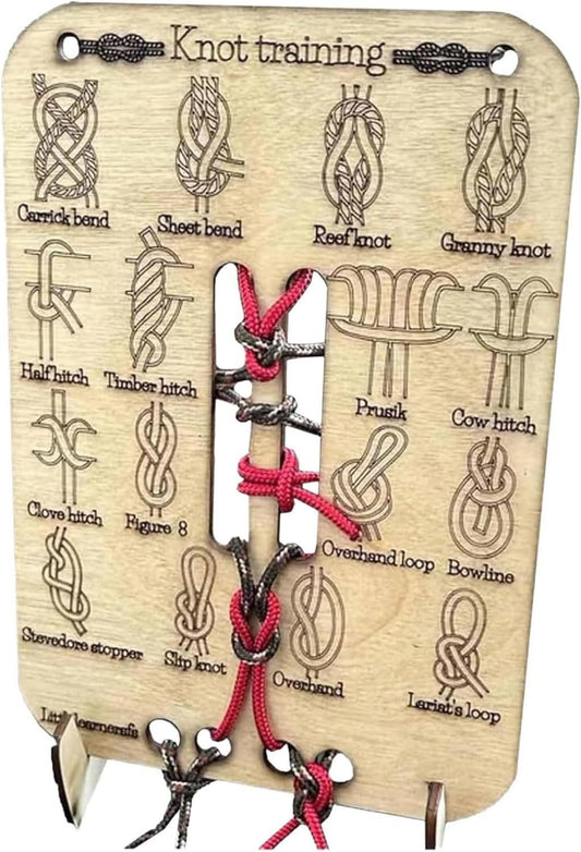 Learn Knot Training Board,Beginner-Friendly Knot Tying Kit with 16 Popular Knots,Knot Hands-On Training Tool, for Outdoor Survival,Camping, Scouts & Climbing Practice