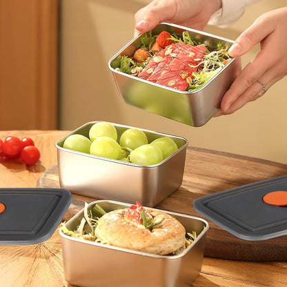 10 Pcs 304 Stainless Steel Food Containers with Lids 20 oz Airtight Bento Lunch Box, Metal Marinating Snack Containers Food Storage Containers Box for Lunch, Leftovers, Dishwasher & Freezer Safe