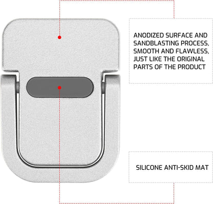 Bidponds 2 PCS Portable Invisible Laptop Stand, Mini Aluminum Feet Lifter, Self-Adhesive Foldable Cooling Riser, Computer Keyboard Mount Kickstand for 12-17 Inches Laptops, Silver