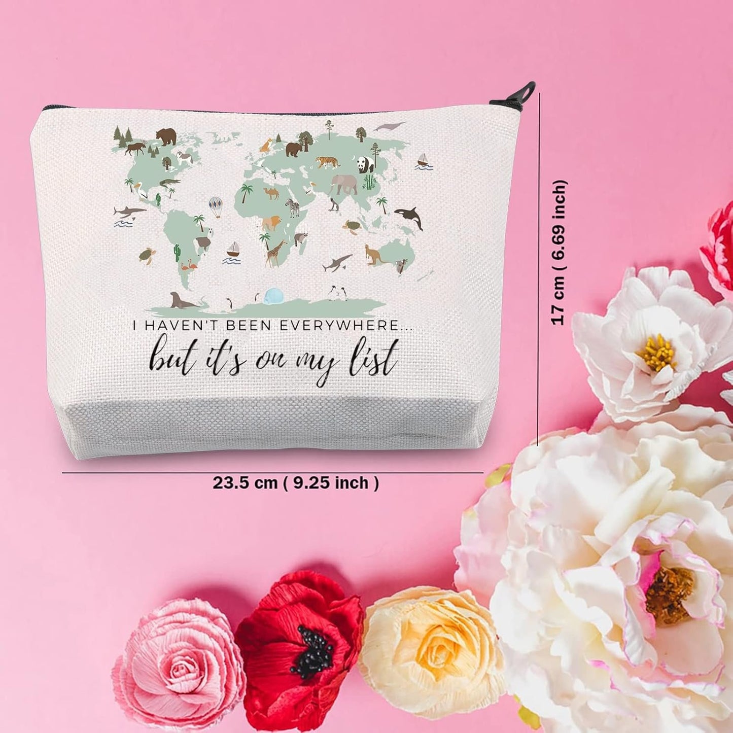 TSOTMO Travel Bag Traveler Gift Travel Cosmetic Bag Travel Accessories Toiletry Bag for Women World Travel Gift (C.ON My List)