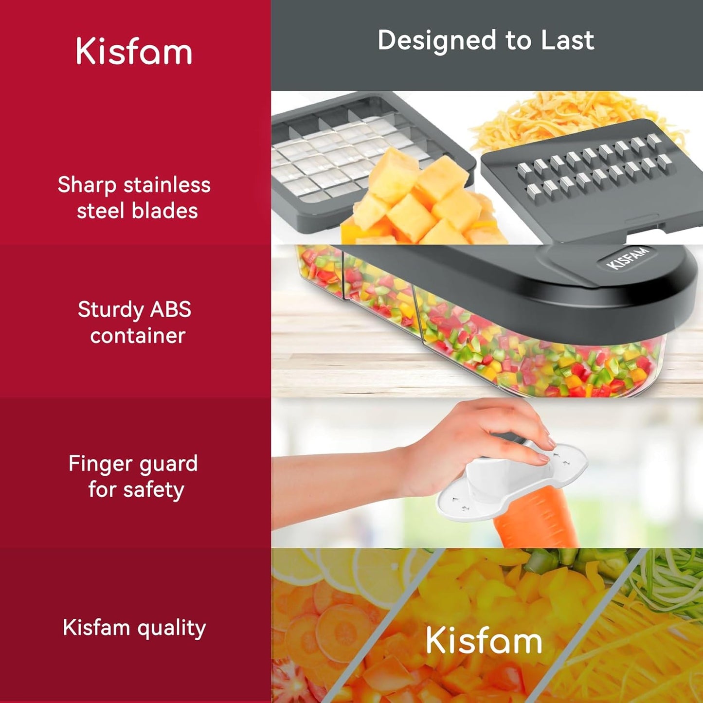 Vegetable Chopper, 6-in-1 Mini Chopper, Mandolin Slicer with Finger Guard, Cleaning Brush, Vegetable Cutter for Salad Potato Carrot, Kitchen Gadget