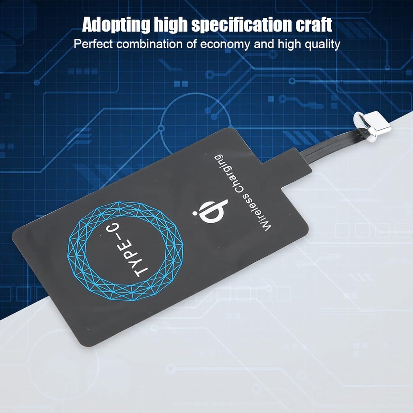 Bewinner 2Pcs USB C Wireless Charging Receiver, Fast Charging Slim Type C Qi Wireless Receiver Chip for USB C Phones, Wireless Charging Module with Self Adhesive Silicone