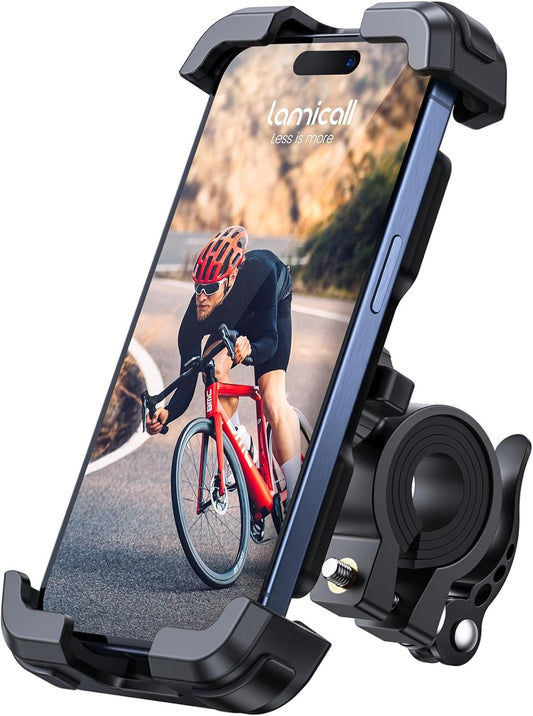 Lamicall Bicycle Phone Holder, Motorcycle Phone Holder – Upgraded Bike Phone Holder for iPhone 15 14 13 12 11 Pro Max/Plus/Mini Xs X 8 7, Samsung S10 S9, 4.7-6.8 Inch Smartphones