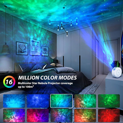 NUFECARG Smart Star Projector Galaxy Light, LED Starry Sky Night Light Control by WiFi App and Voice, Compatible with Alexa & Google Home, Adjustable Cloud Stars, Brightness and Time (White)