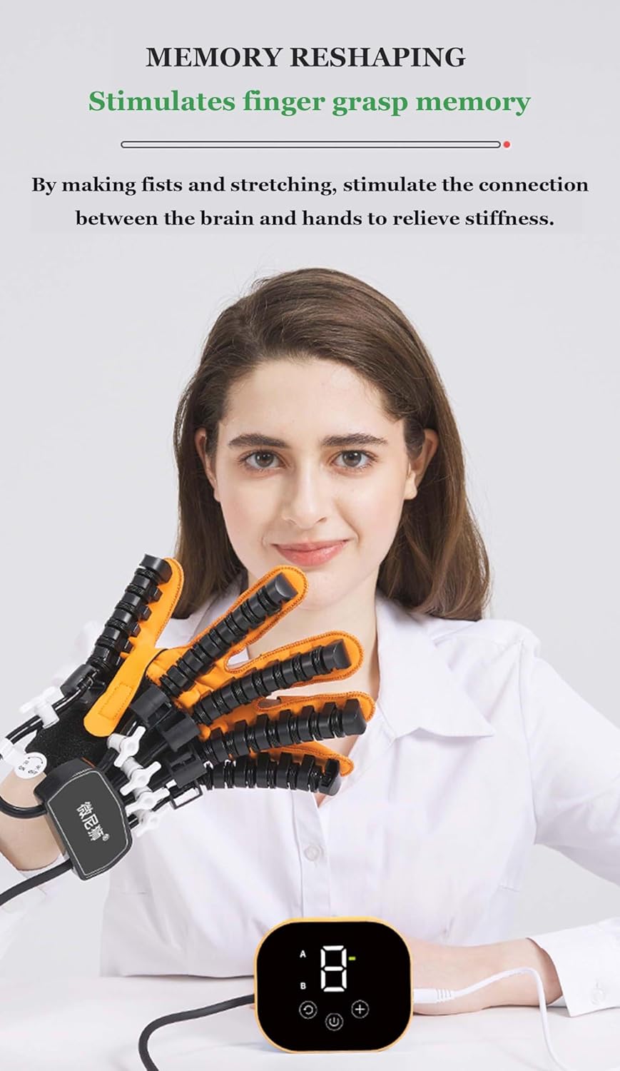 XGXHIN Guanti robotici riabilitativi, Attrezzatura per Il Recupero della Mano da emiplegia da Ictus con Guanto a Specchio, dispositivi Pneumatici per Il rafforzamento della Mano a 3 modalità
