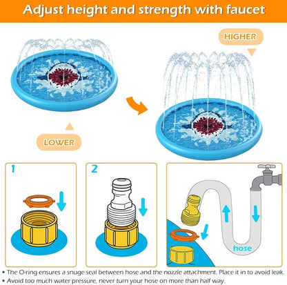 Jasonwell Splash Pad Sprinkler for Kids 68" Splash Play Mat Outdoor Water Toys Inflatable Splash Pad Baby Toddler Pool Boys Girls Children Outside Backyard Dog Sprinkler Pool for Age 1 2 3 4 5 6 7 8 9