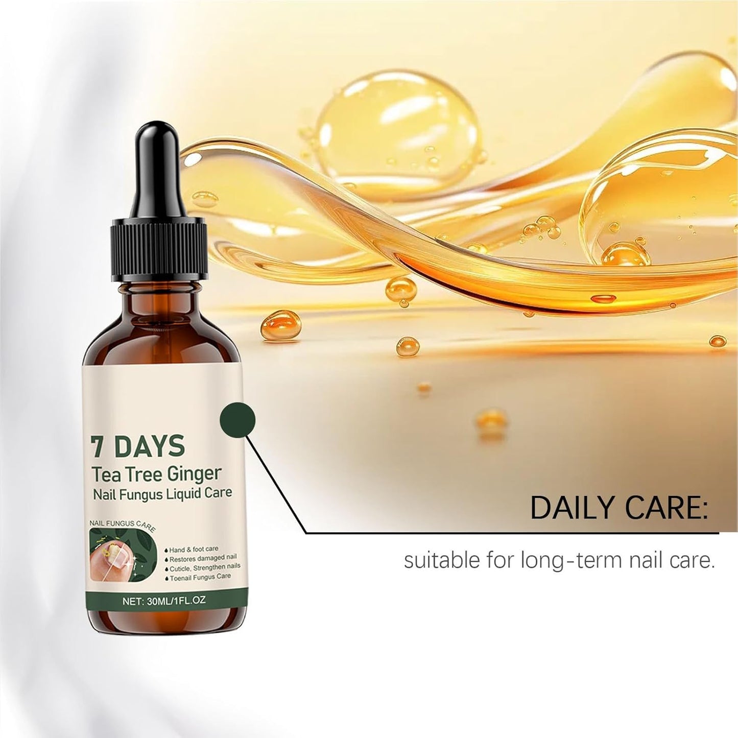 7 day Ginger Nail Care Spray Serum,Nail Oil for Growth and Strength Helps Nails Healthy Grow, Nail Care Spray Multi-Use Nail Nourishing Serum, Nail Growth Oil, 30ml (1pcs)