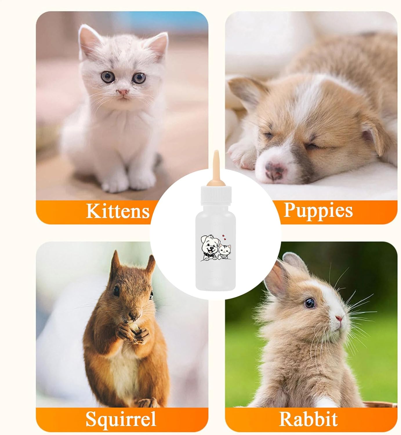 Kitten Bottles for Nursing, Baby Kitten Bottle for Cats, 0.03 Inches Puppy Milk Feeder, Feeding and Watering Supplies, Portable for Indoor & Outdoor Small Animals
