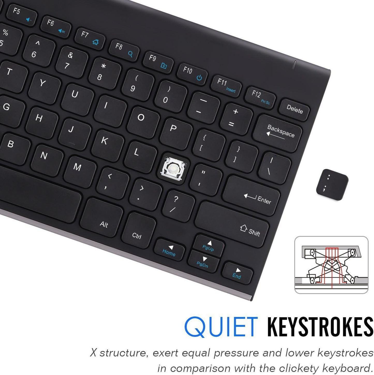 Arteck 2.4G Wireless Keyboard Ultra Compact Slim Full Size Keyboard for Desktop/PC/Laptop and Windows 10/8 / 7 / Vista/XP