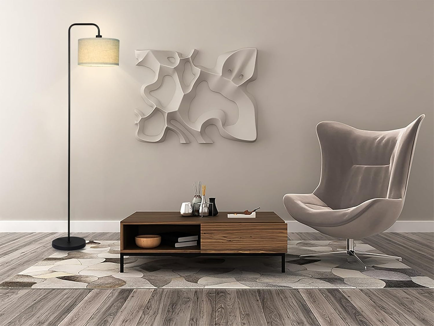 Floor Lamp for Living Room, Modern Arc Standing Lamp, 3 Color Temperatures, Bulb Included Suitable for Living Room, Bedroom, Office, Study, Baby's Room etc.