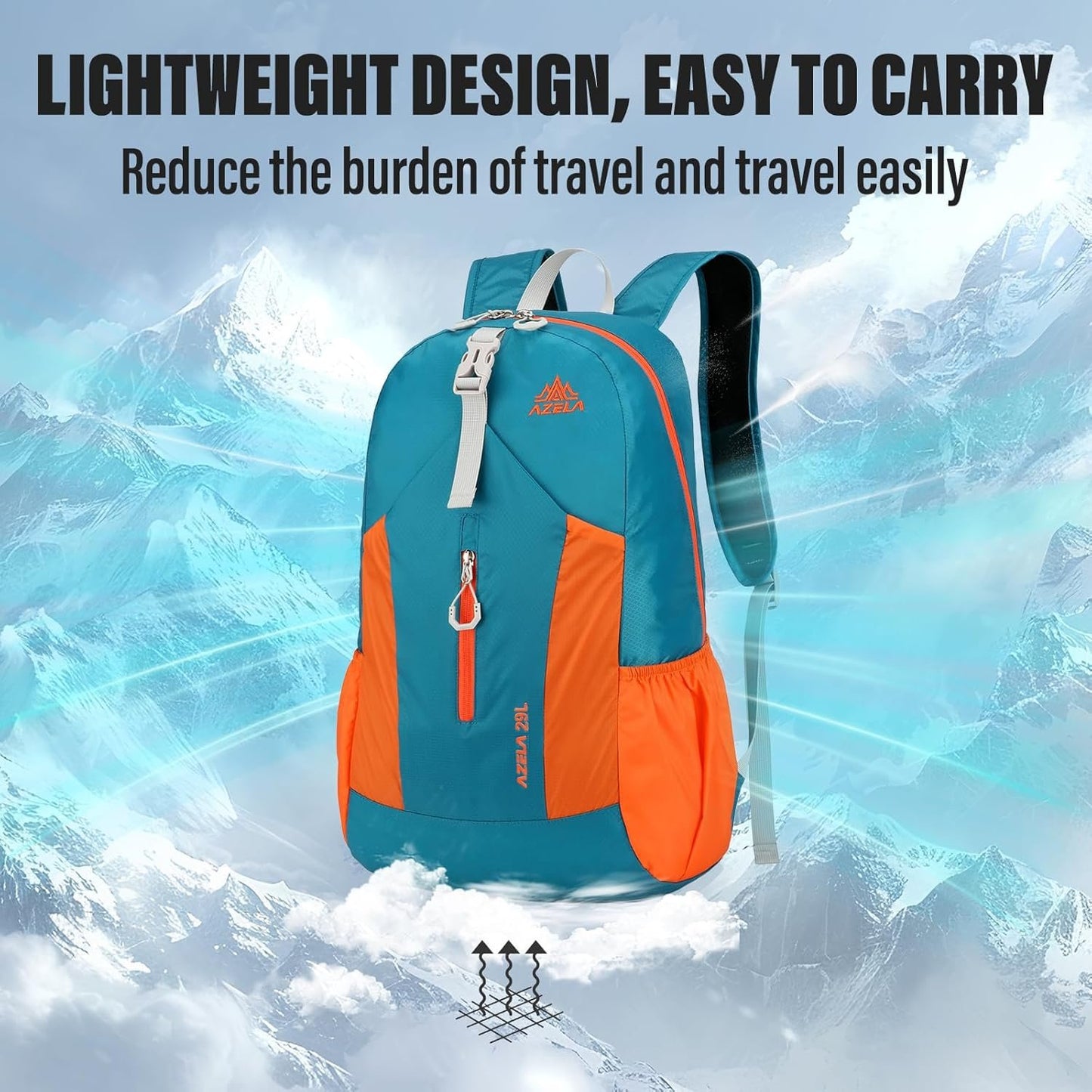 Viiotu Foldable Backpack 29L - Lightweight Water Resistant Hiking Daypack with Expandable Storage for Travel & Outdoor Activities