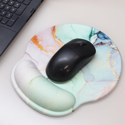Ergonomic Mouse Pad with Wrist Rest,Small Gaming Gel Mousepad,Office Desk Accessories for Computer Laptop,Work from Home Essentials (Green Marble)