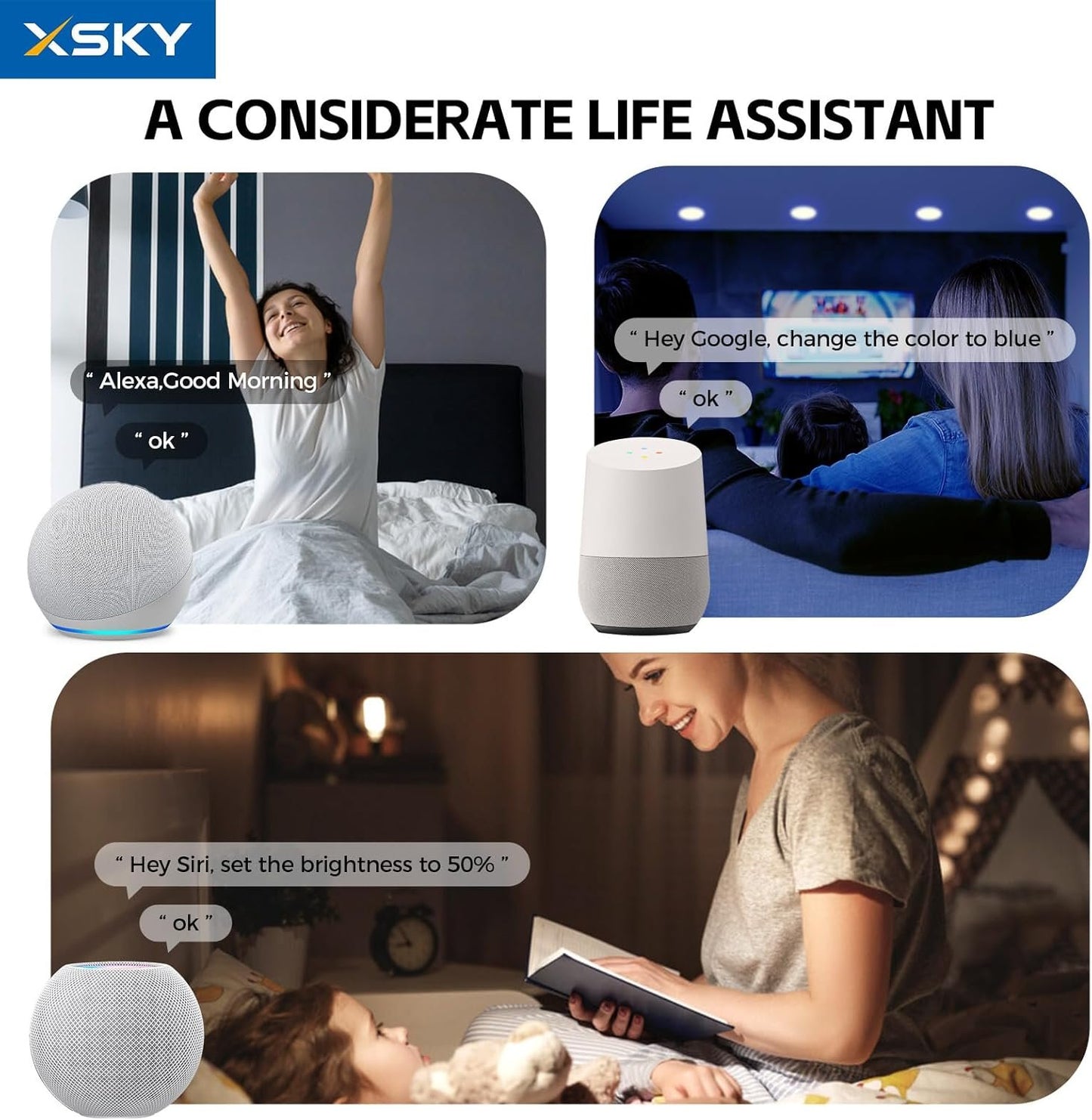 Xsky Smart Recessed Lighting 6 inch 4 Pack, Matter Bridge Include, Matter Light, Zigbee 3.0 RGBCW Color Changing, 13W 1100LM Smart Downlight, Compatible with Alexa/Google Assistant/Siri