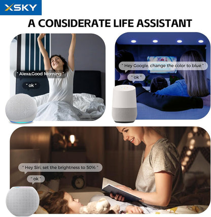 Xsky Smart Recessed Lighting 6 inch 4 Pack, Matter Bridge Include, Matter Light, Zigbee 3.0 RGBCW Color Changing, 13W 1100LM Smart Downlight, Compatible with Alexa/Google Assistant/Siri