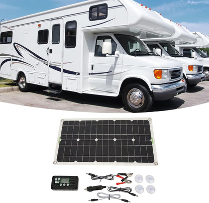 Solar Panel Kit, 250W Portable Monocrystalline Solar Panel with 30A Controller, Dual USB Interface for RV Home Camping, Outdoor Solar Panel System, Emergency Power Supply