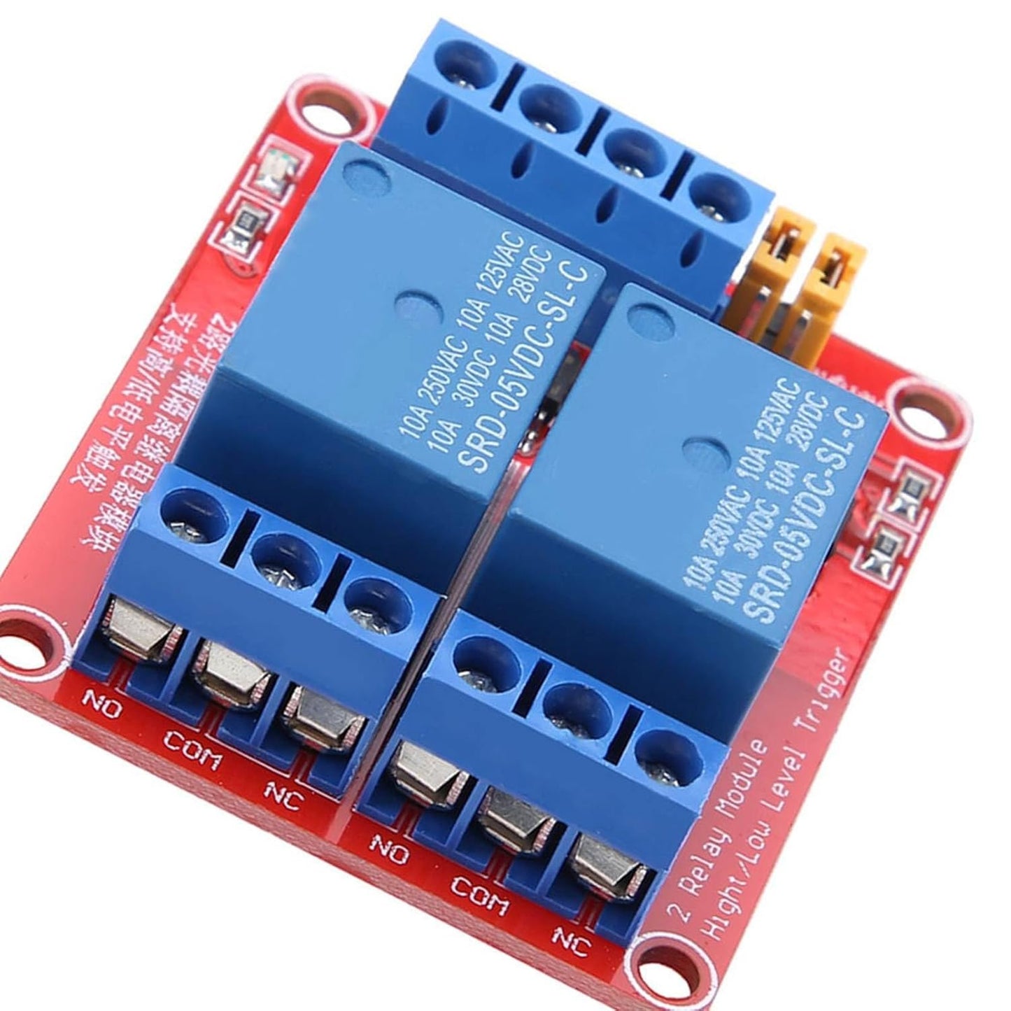 2 Channel Relay Module Optocoupler Isolation High Low Level Trigger for Home Automation (5V)