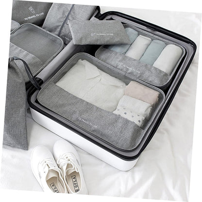 Holibanna 7Pcs Travel Packing Cubes Zipper Clothing Storage Pouches for Luggage Organization Travel Accessories for Clothes Shoes and Makeup Grey