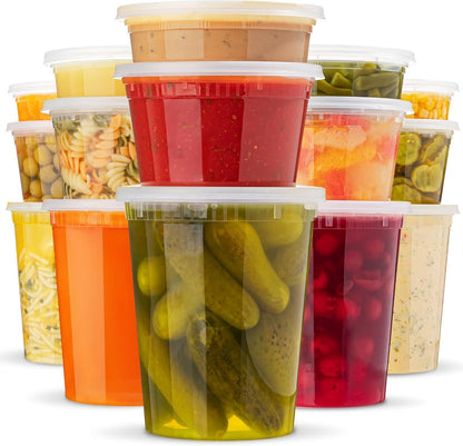 Food Storage Containers With Lids - [15 Pack] - (8, 16, & 32 Oz) - Plastic Deli Containers With Lids Variaty Pack - Soup Containers With Airtight Lids - Freezer & Dishwasher Safe