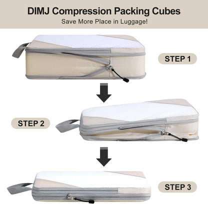 DIMJ Travel Suitcase Organizer, Travel Set Useful Accessories Organizer for Suitcases Travel Kit, Beige-Compression