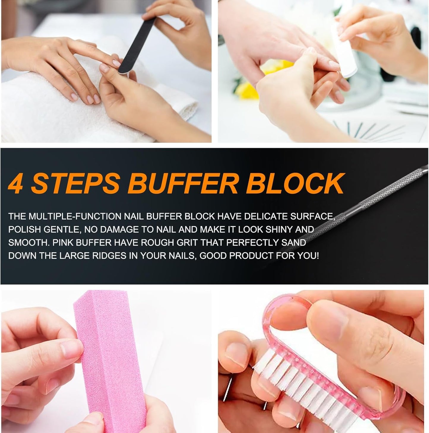 Rustark 9Pcs Nail File Set Includes Nail Files, Nail Sponge Buffer Blocks Polished, Cuticle Nipper, Nail Dust Brush, Nail Cuticle Pusher for Nail Care Manicure Nail Cuticle Trimming