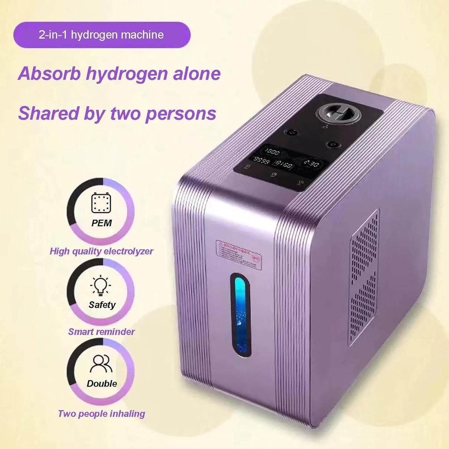 2025 Hydrogen Water Generator, 99.99% High Purity Inhalation Machine, 5 Intelligent Detection Systems, Nasal Hydrogen Therapy, for Home, Office and Clinics