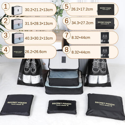 AiQInu 8 Pieces Organizer Suitcase Set, Packing Cubes, Travel Organizer, Sacks Suitcase