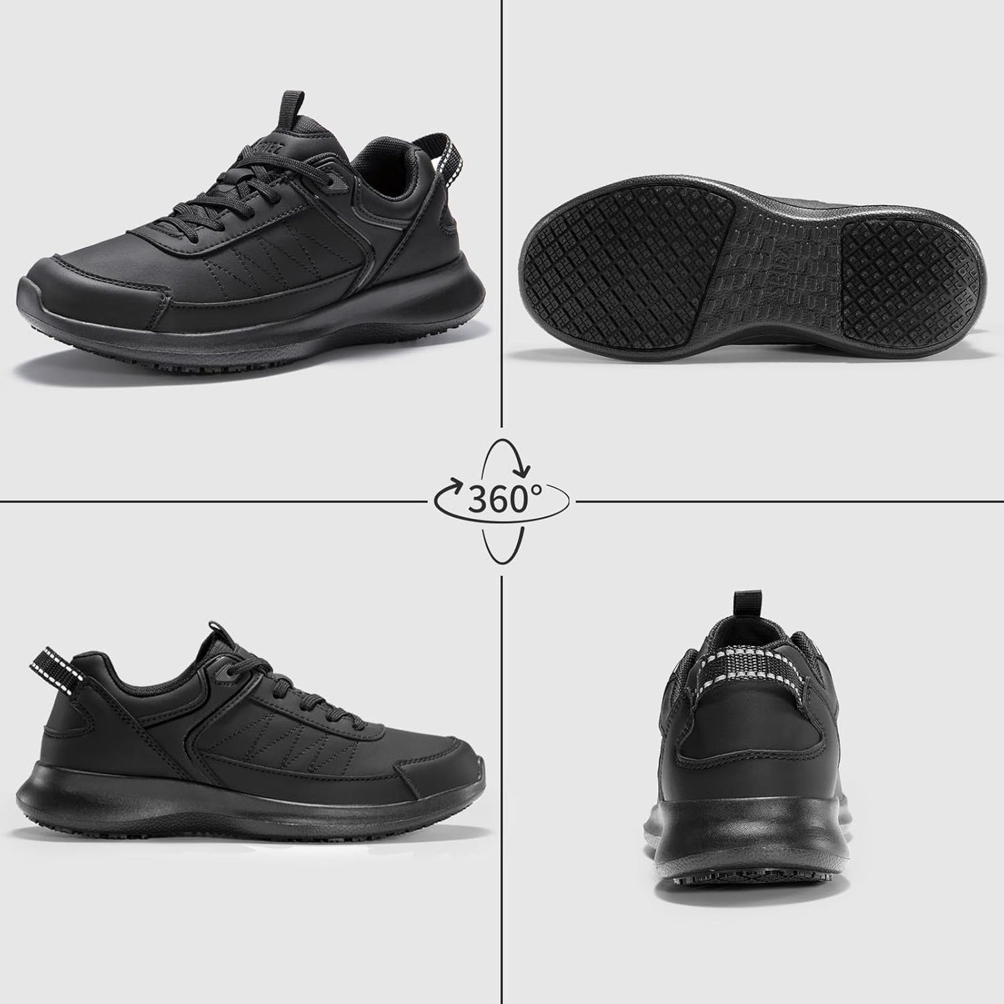SPIEZ Womens Non Slip Shoes - SRC Certification Food Service Shoes Oilproof with Arch Support Black US6-10