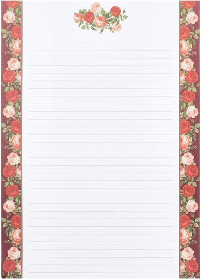 60 Sheets Vintage Floral Stationary with 30 Envelopes, Letter Writing Paper for Poems, Thank You Notes, Pen Pal, Scrapbook, Calligraphy (6 Designs, 10.2 x 7.25 in)