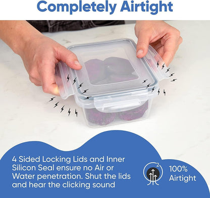 Feshory Large Size Airtight Food Storage Containers Set - No BPA Meal Stackable Clear Prep Containers, Lunch Box, Fridge Organiser with Leak Proof Lids for Kitchen Storage & Organisation (30-Pack)