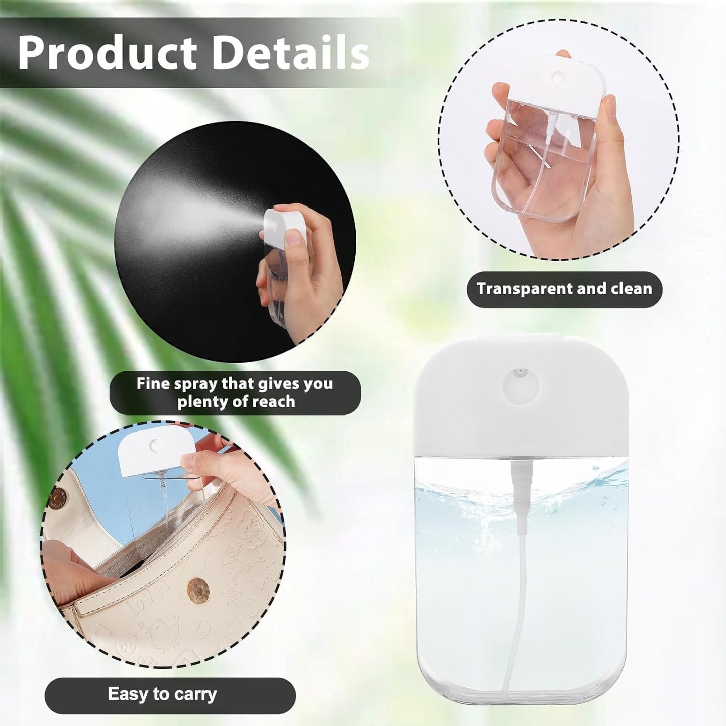 6 Pcs Travel Spray Bottle, 50ML Mini Refillable Cosmetic Perfume Atomizer, Portable Moisturizing Sprayer Box,Hand Wash Spray Bottle for Outdoors and Travel