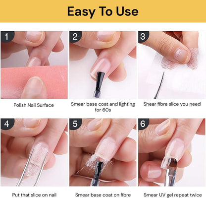 EZONEDEAL 10Pcs Nail Extension Silk Fiberglass Nail Wrap Stickers Non Woven Fiber Gel Nail Care Manicure Nail Art Tips Extended Tools for Women DIY Nail Art Extension Accessories