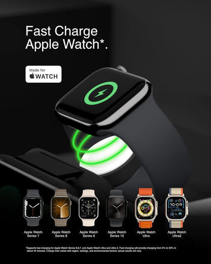 Belkin MagSafe Charger Compatible 3-in-1 Magnetic Charging Travel Pad 15W - BoostCharge Pro Foldable Qi2-Certified Wireless Charger, MagSafe-Compatible Charger for iPhone 15, Apple Watch 9, AirPods