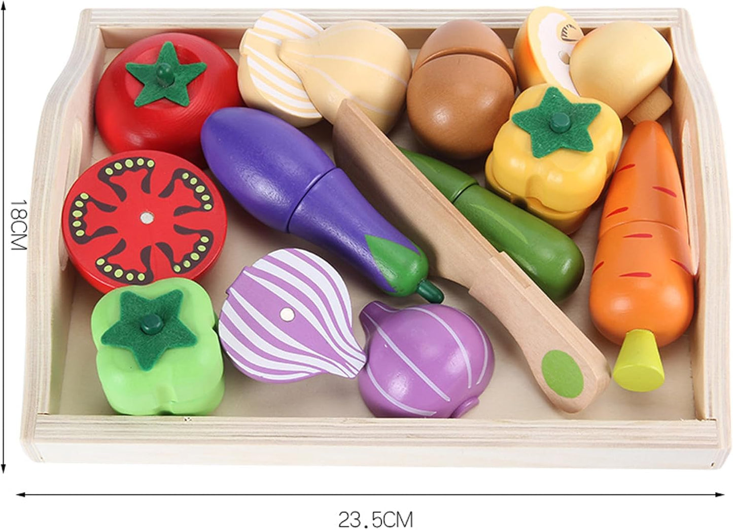 BEACENOV Wooden Play Food Toy for Toddler,Kids Kitchen Play Food Set,Play Kitchen Accessories,Pretend Play Toy Food Set,Toddler Montessori Educational Toy for Boys Girls Gift,Cutting Fruits Vegetables