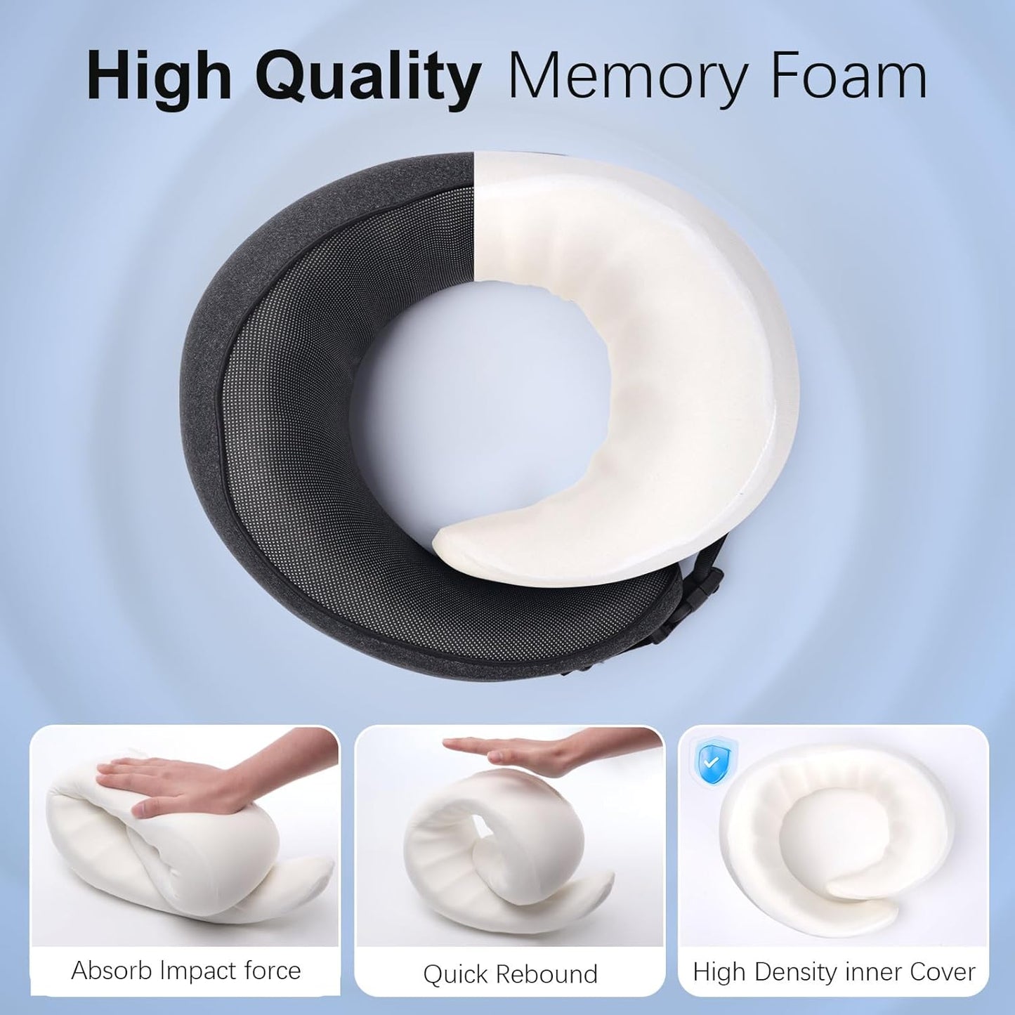DAWNTREES 2 Pack Travel Pillow Neck Support, Memory Foam Neck Pillows for Travel Airplane,Business Trip with Luxury Bag,Travel Kit.