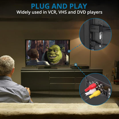 AUTOUTLET RCA to HDMI Converter with Aspect Ratio Switch (4:3/16:9), 1080P/720P Mini AV to HDMI Adapter with Built-in 150cm Cable for VCR, VHS, DVD