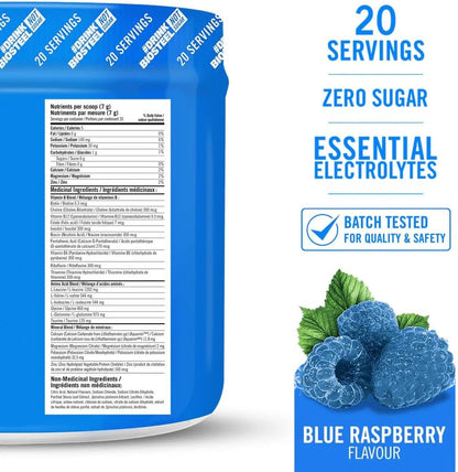 BioSteel Hydration Mix, Great Tasting Hydration with Zero Sugar, and No Artificial Flavours or Preservatives, Blue Raspberry Flavour, 20 Servings per Tub