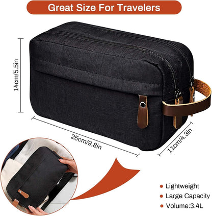 VIPITH Oxford Cloth Toiletry Bag,Makeup Bag for Men and Women Portable Travel Shaving Dopp Kit Water-Resistant Cosmetic Bag,Waterproof Bathroom Organizer and Personal Items.(Black)