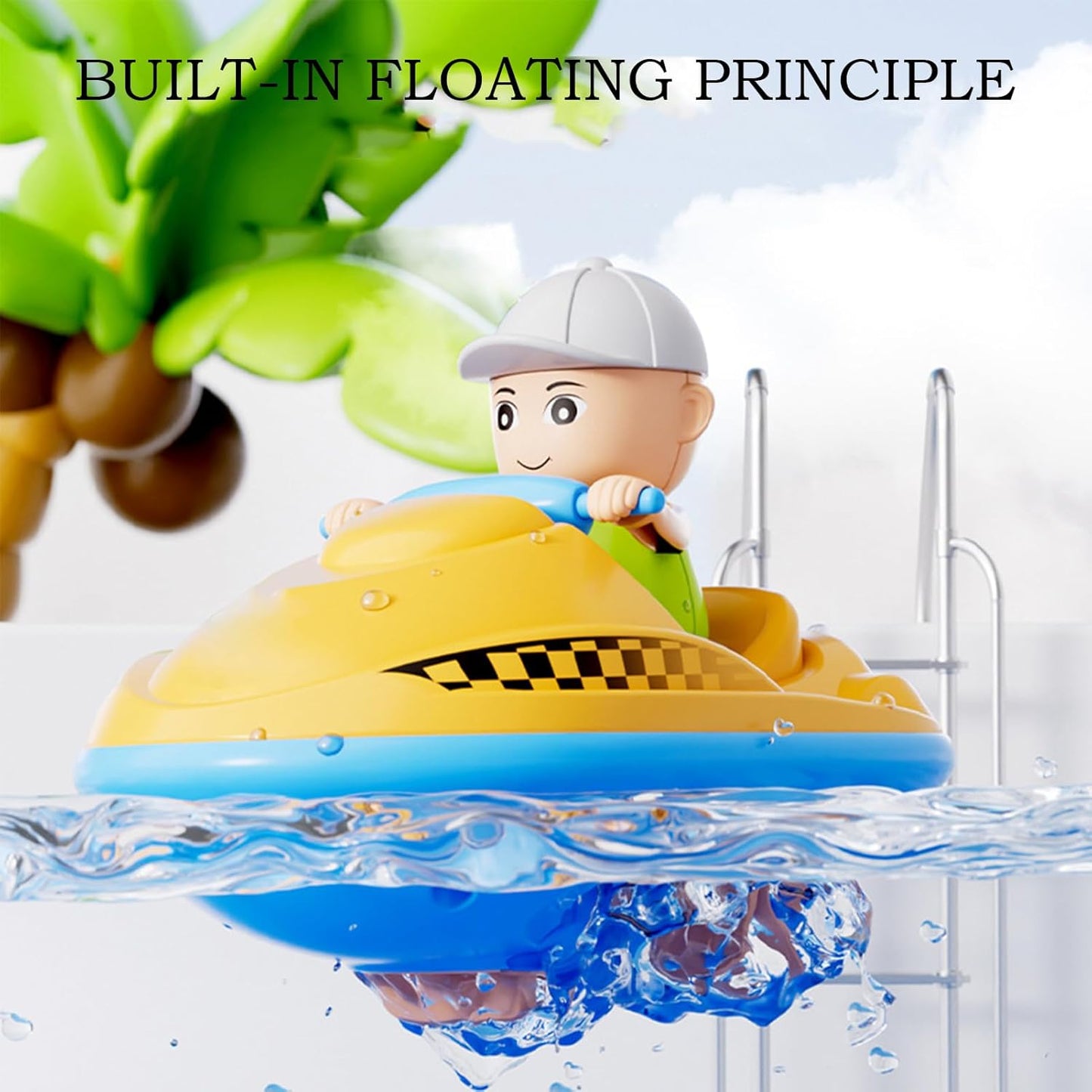 Bath Toys, Wind Up Water Toys, Animal Swimmers with Swimming Motion, Bright Color Design, Interactive Sensory Play for Toddler, Pool, Bathtub, Beach, Shower Fun, Yellow/Blue