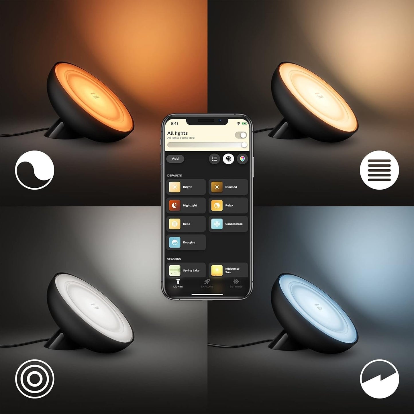 Philips Hue Bloom Colour Smart LED Portable Lamp Black