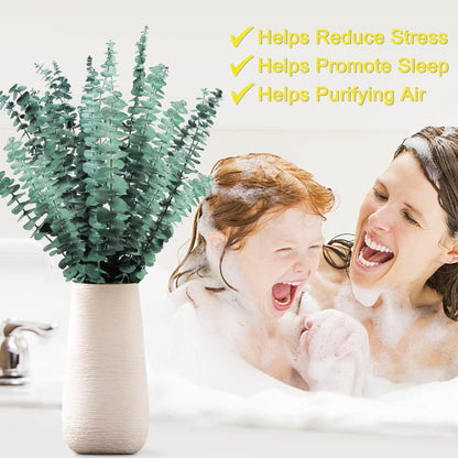 30 PCS Real Dried Eucalyptus Plant Large Stems for Shower, Natural Fresh Eucalyptus Leaves,17'' Hanging Eucalyptus for Self-Care Shower Leaves Bundle, Arrangement, Wedding, Home Decor