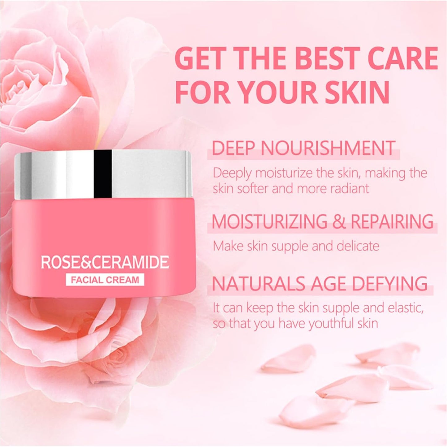 Eazerom 29 Rose Face Cream, Moisturizing, Anti-Aging, Rose Day Cream, Natural Moisturizing Face Moisturizer for Women & Men - Day & Night Face Cream - Anti-Age Cream