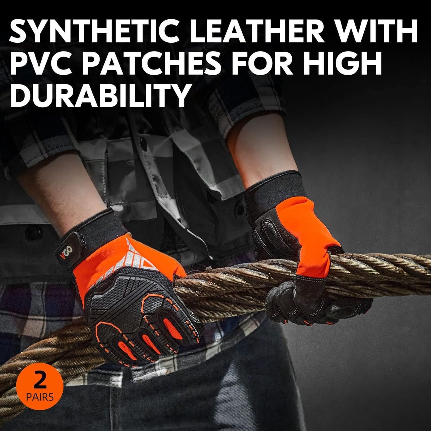 Vgo High Dexterity Heavy Duty Mechanic Glove,Anti-Vibration,Anti-Abrasion,Touchscreen,Rigger Glove(SL8849)