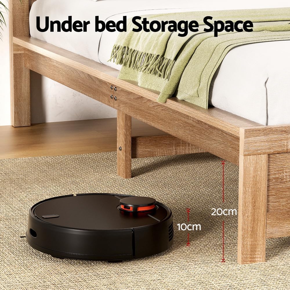 Artiss Queen Bed Frame with Headboard, Wooden Bed Base with 21CM Under Storage, 300KG Capacity Solid Platform Bedframe, Queen Size No Box Spring Needed for Guest Bedroom Furniture, Easy Assembly