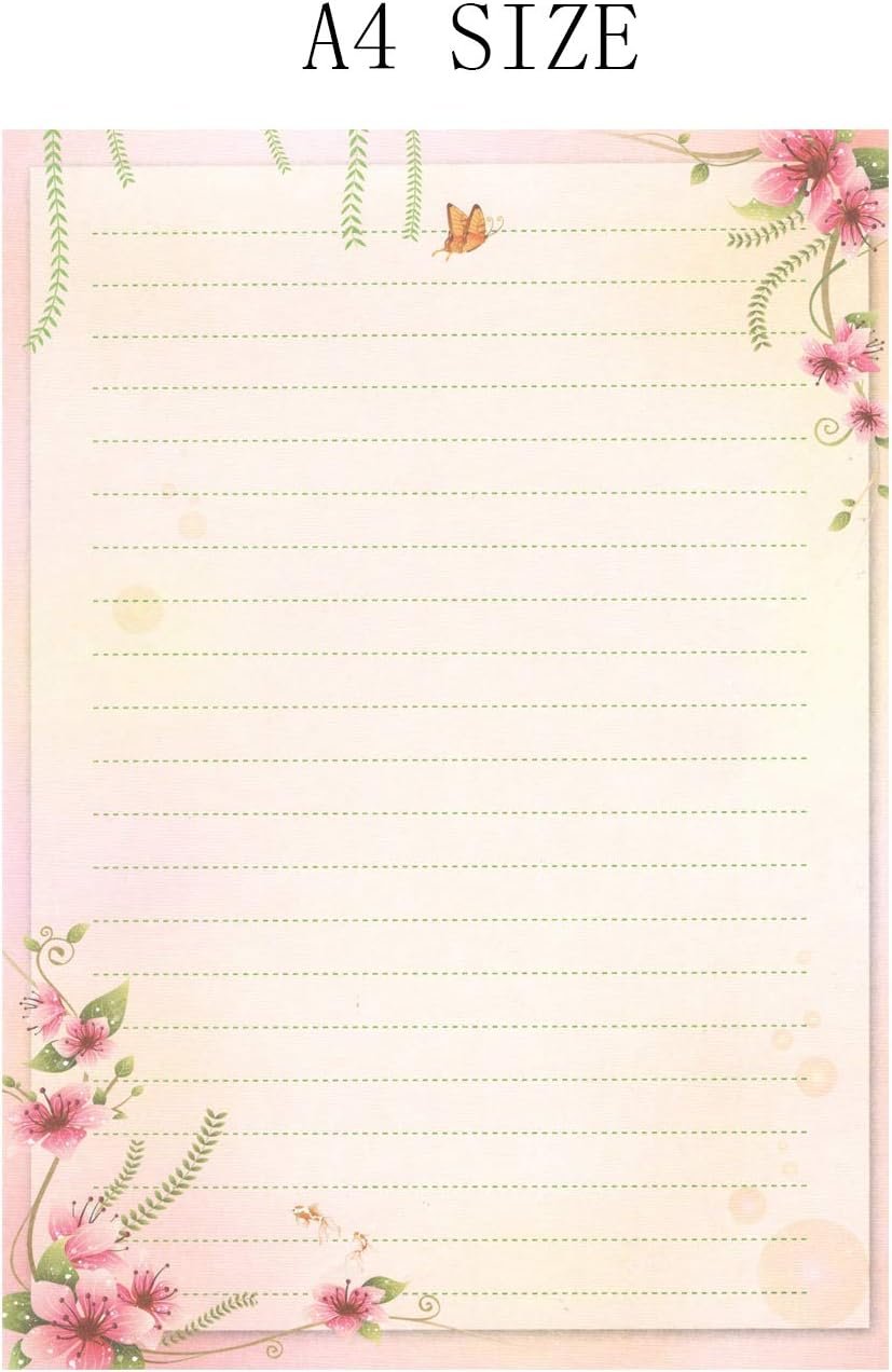 IMagicoo 50 Cute Design Writing Stationery Lined Paper Pad Letter Set, 2 Different Style (Style-1)